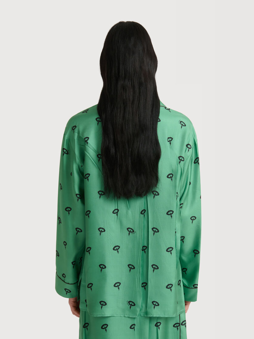 Stutterheim X Marni Green Silk Twill Pajama Shirt With Floral Print