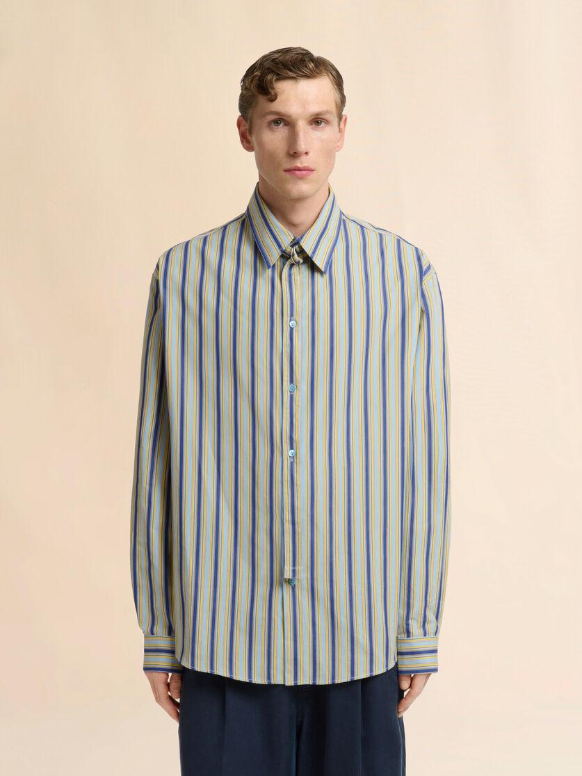 Stutterheim X Marni Green Striped Poplin Shirt With Neck Strap