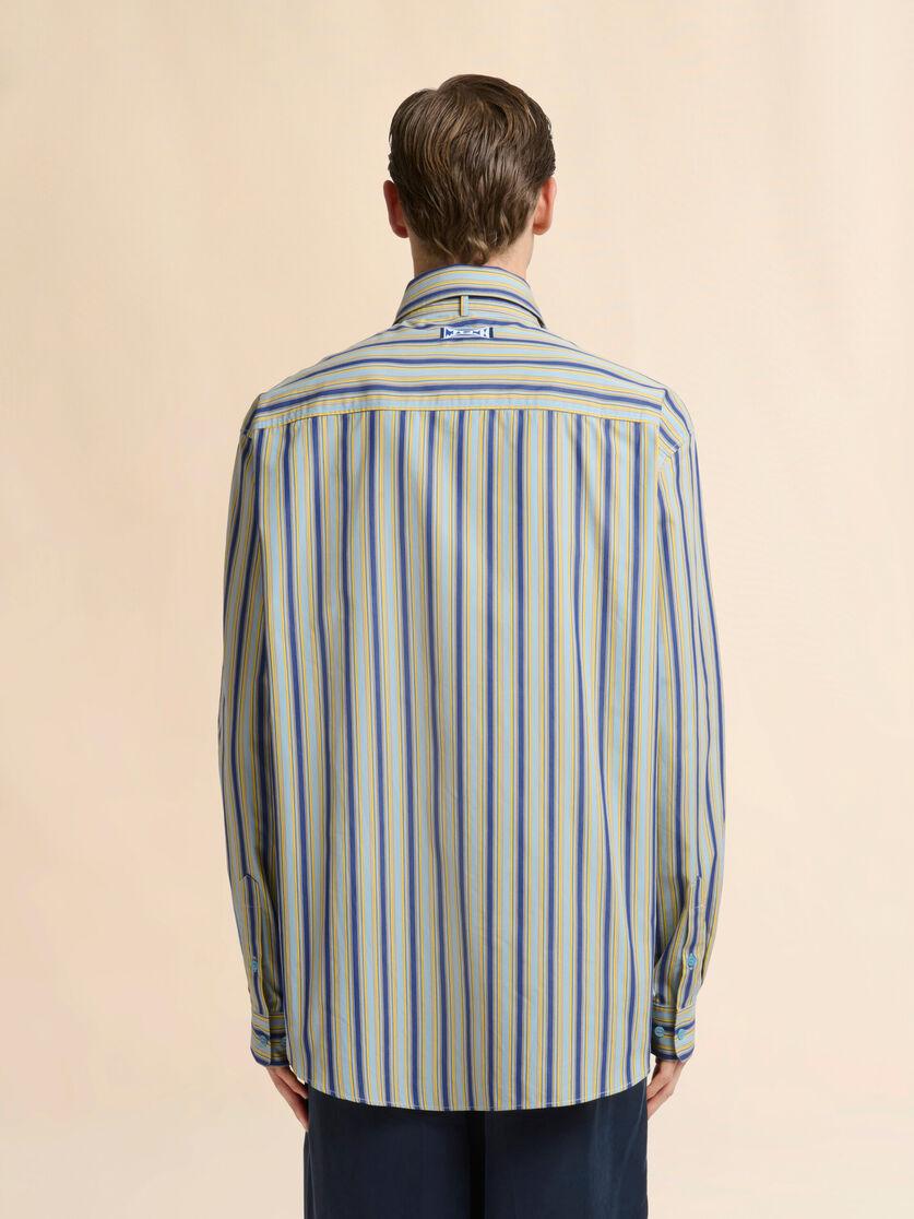 Stutterheim X Marni Green Striped Poplin Shirt With Neck Strap