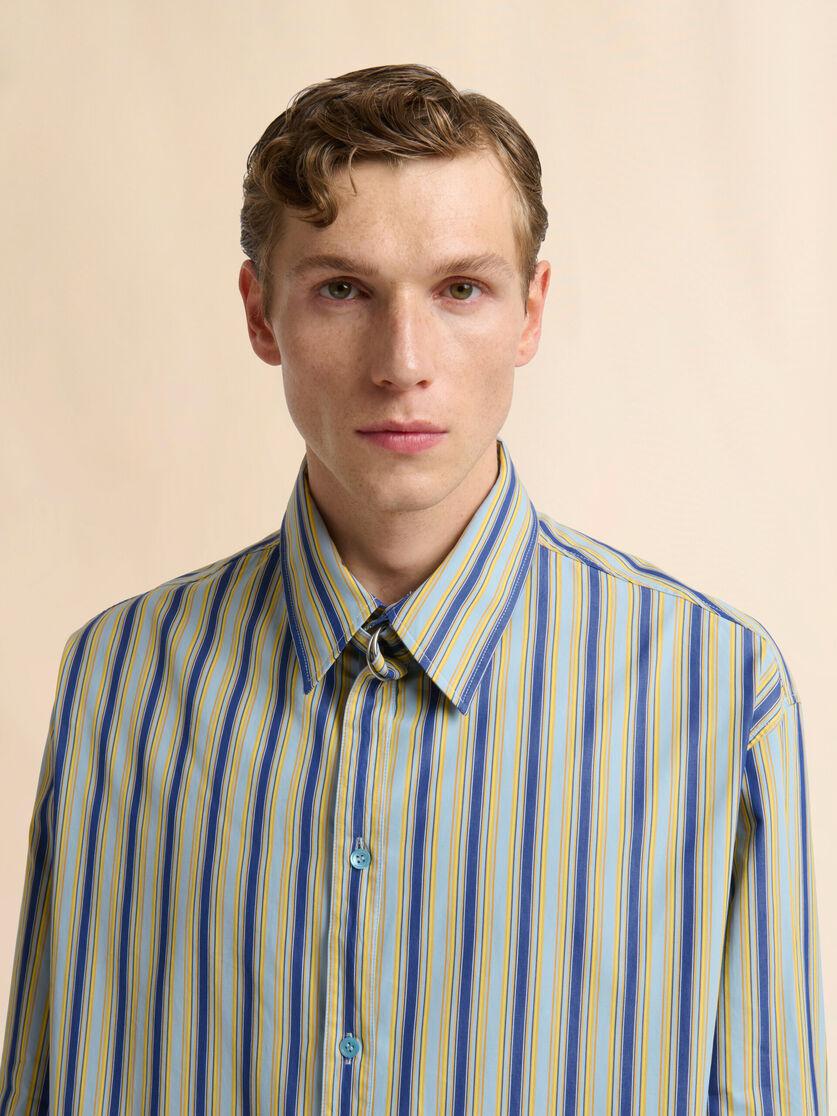 Stutterheim X Marni Green Striped Poplin Shirt With Neck Strap