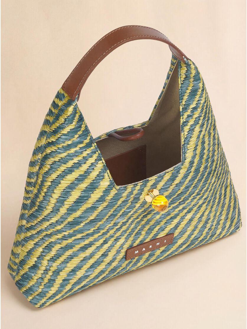 Stutterheim X Marni Green Wavy Raffia-effect Trapeze Mini Top Handle Bag