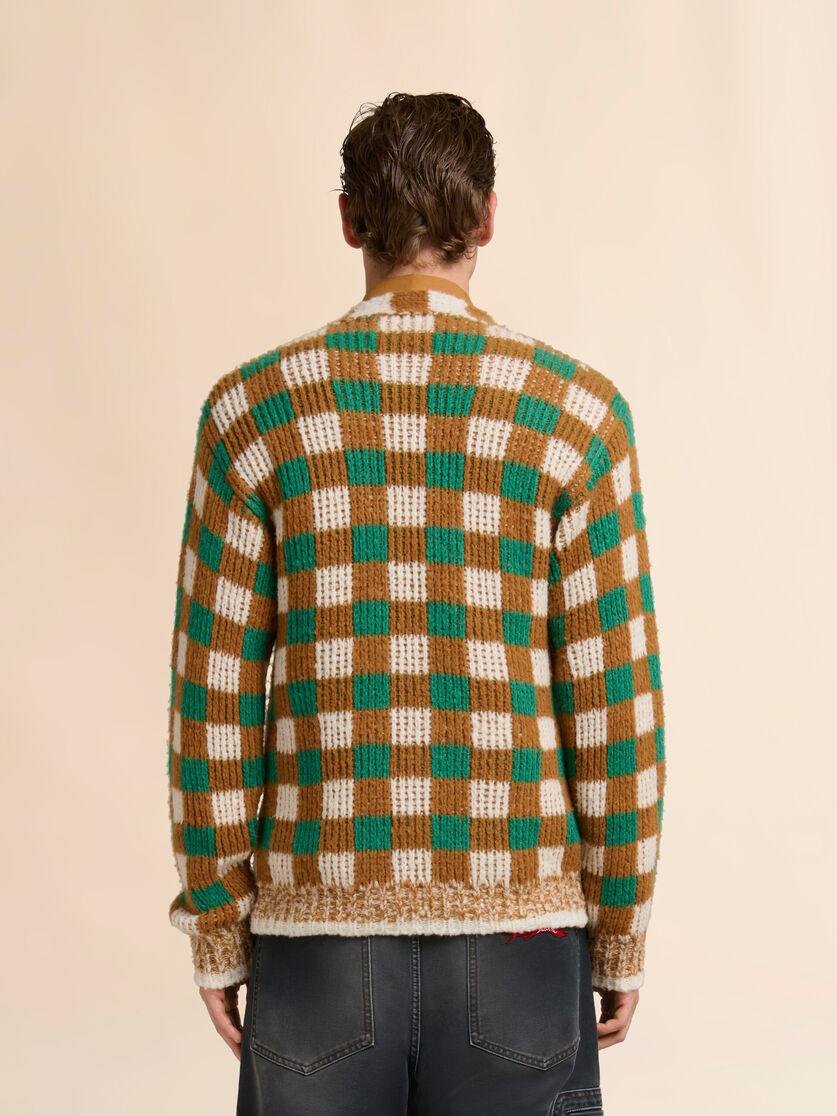 Stutterheim X Marni Green Wool And Mohair Cardigan With Checkerboard Motif