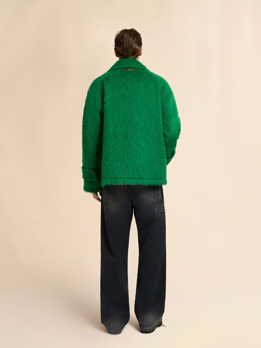 Stutterheim X Marni Green Wool Jacket With Shaggy Brushed Finish