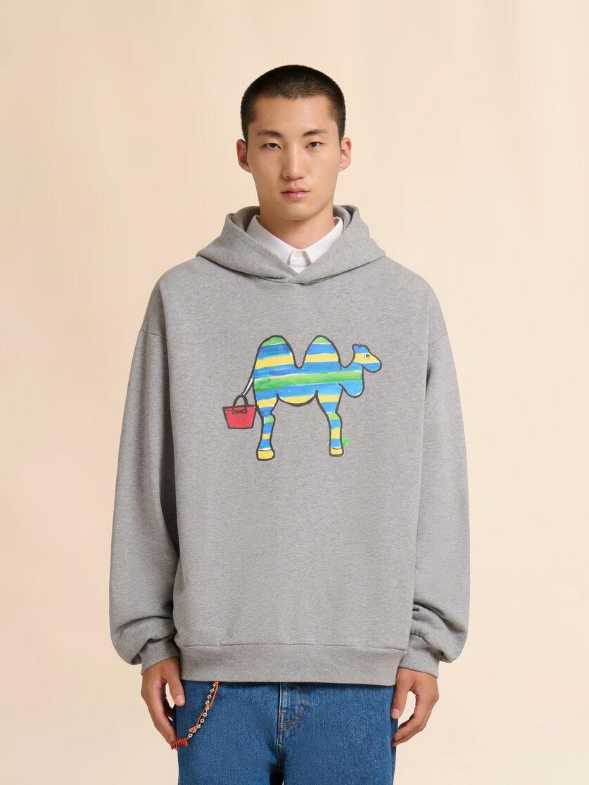 Stutterheim X Marni Grey Cotton Sweatshirt With Marni Animal Alphabet Print