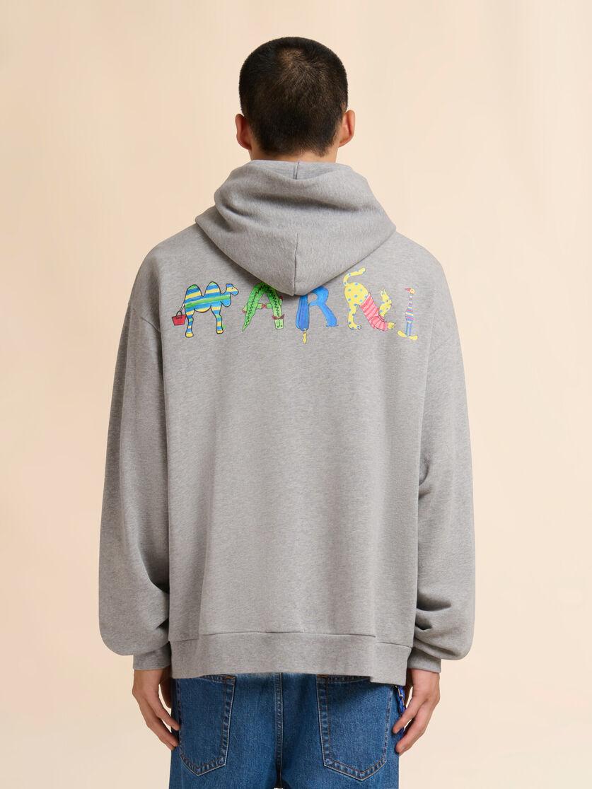 Stutterheim X Marni Grey Cotton Sweatshirt With Marni Animal Alphabet Print