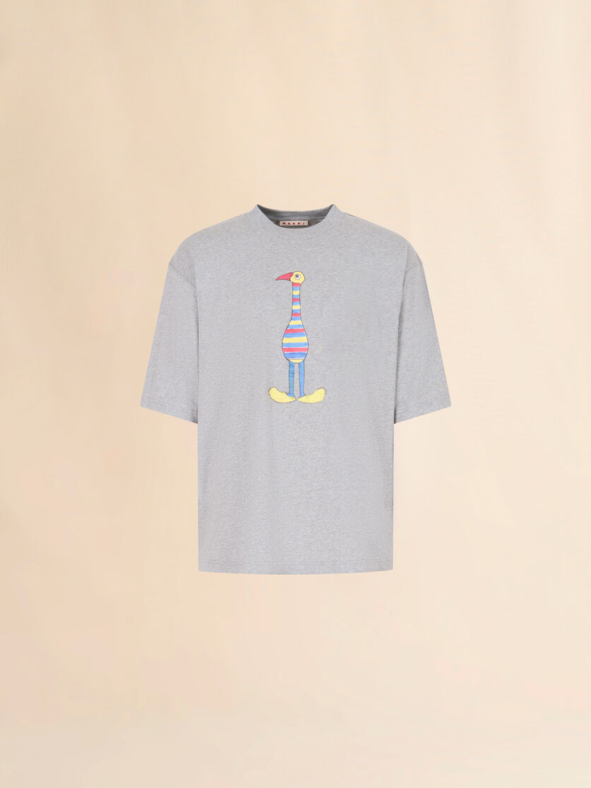 stutterheim x marni Grey cotton T-shirt with Marni Animal Alphabet "I" print