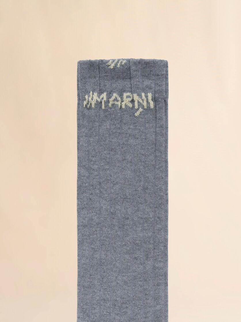 Stutterheim X Marni Grey Ribbed Cotton Socks With Marni Mending