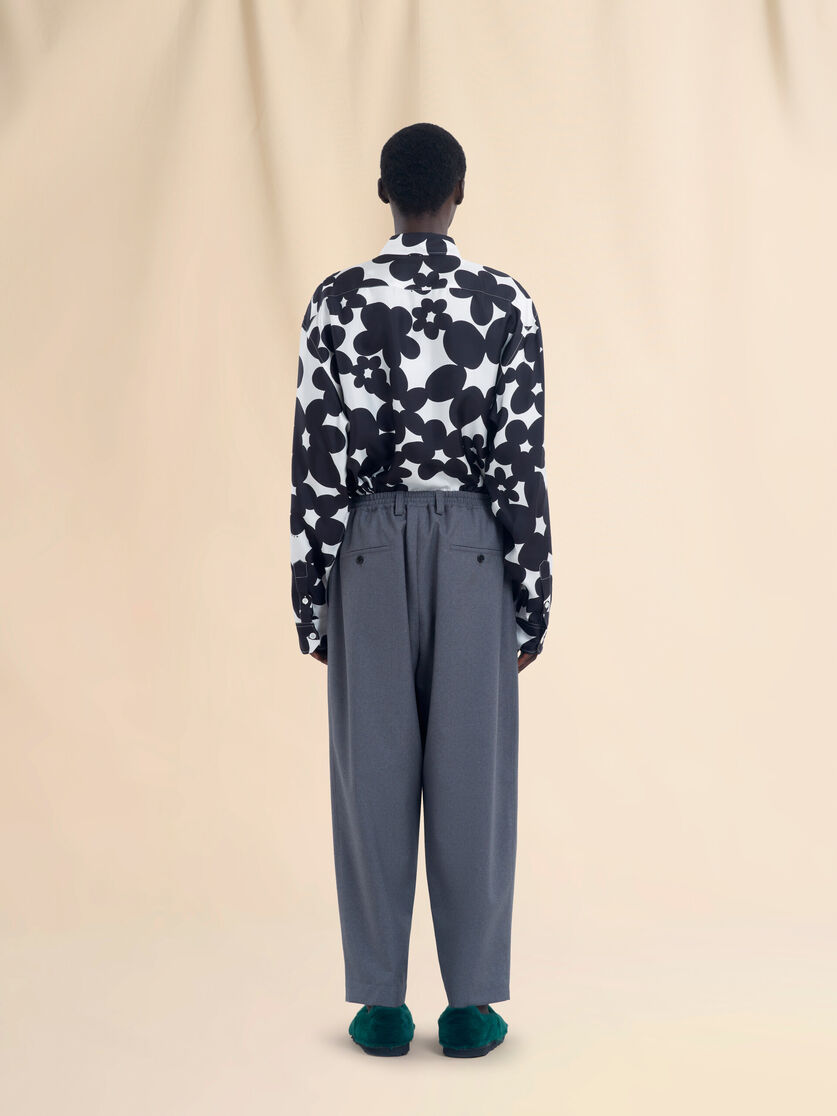 Stutterheim X Marni Grey Tropical Wool Trousers With Drawstring Waist