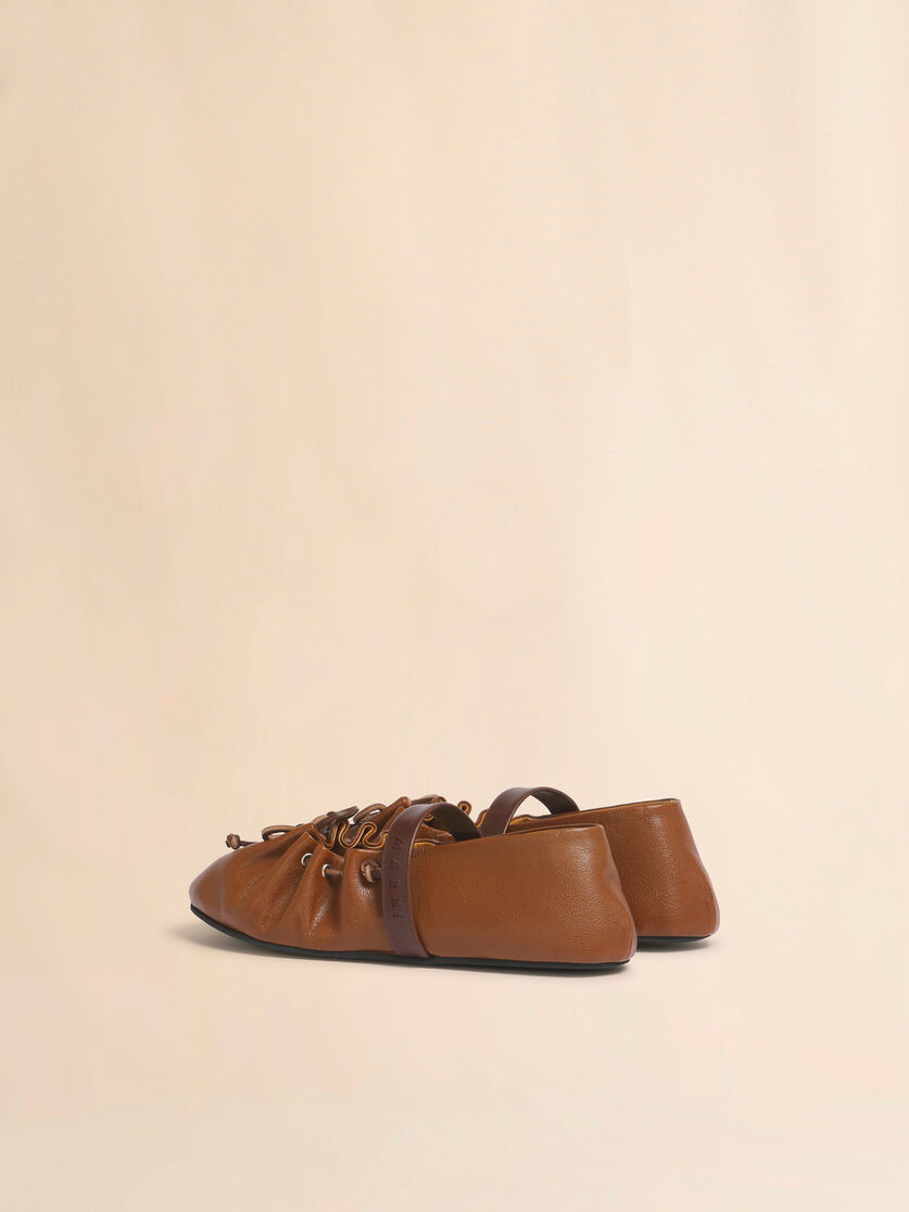 Stutterheim X Marni Light And Dark Brown Leather Mary Jane Soft Ballerina