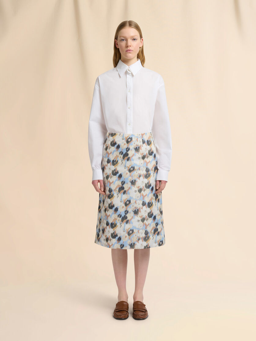 Stutterheim X Marni Light Blue Duchesse Skirt With Secret Bouquet Print