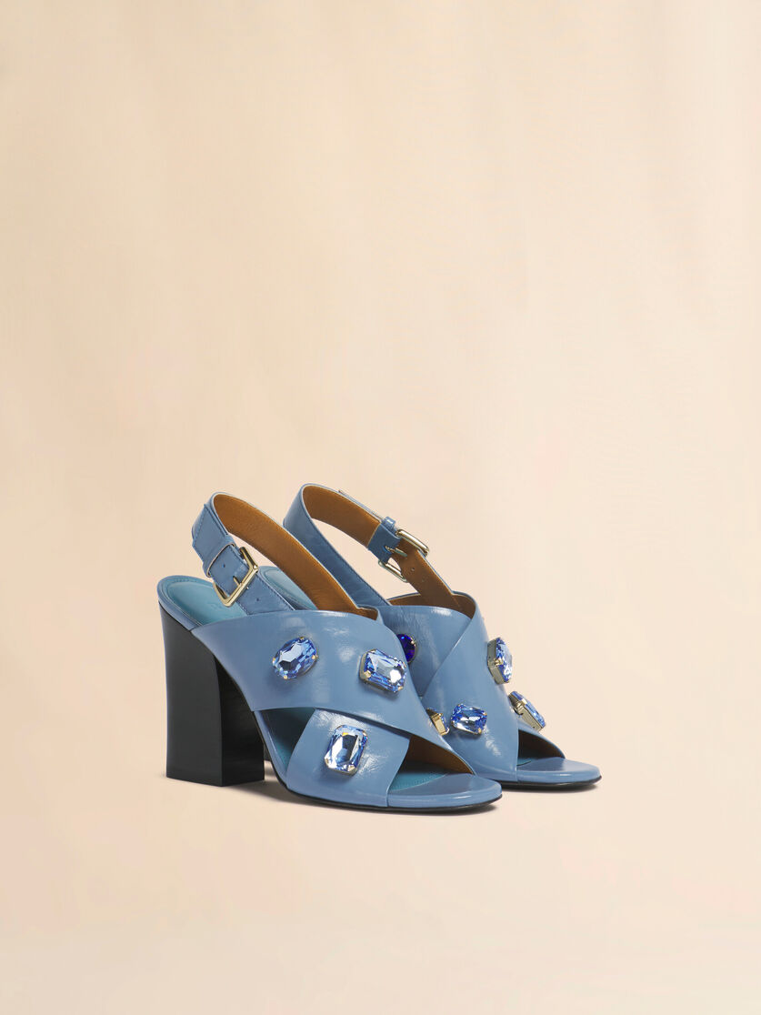 Stutterheim X Marni Light Blue Leather Criss-cross Sandal