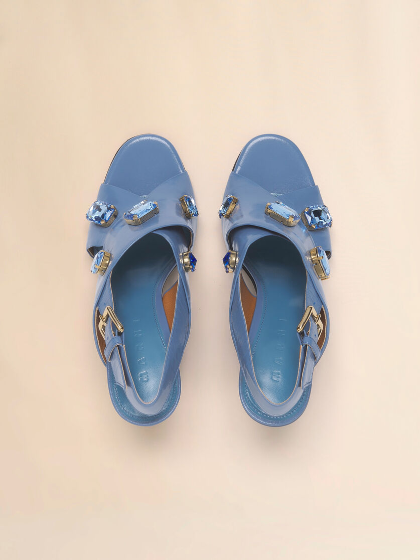 Stutterheim X Marni Light Blue Leather Criss-cross Sandal