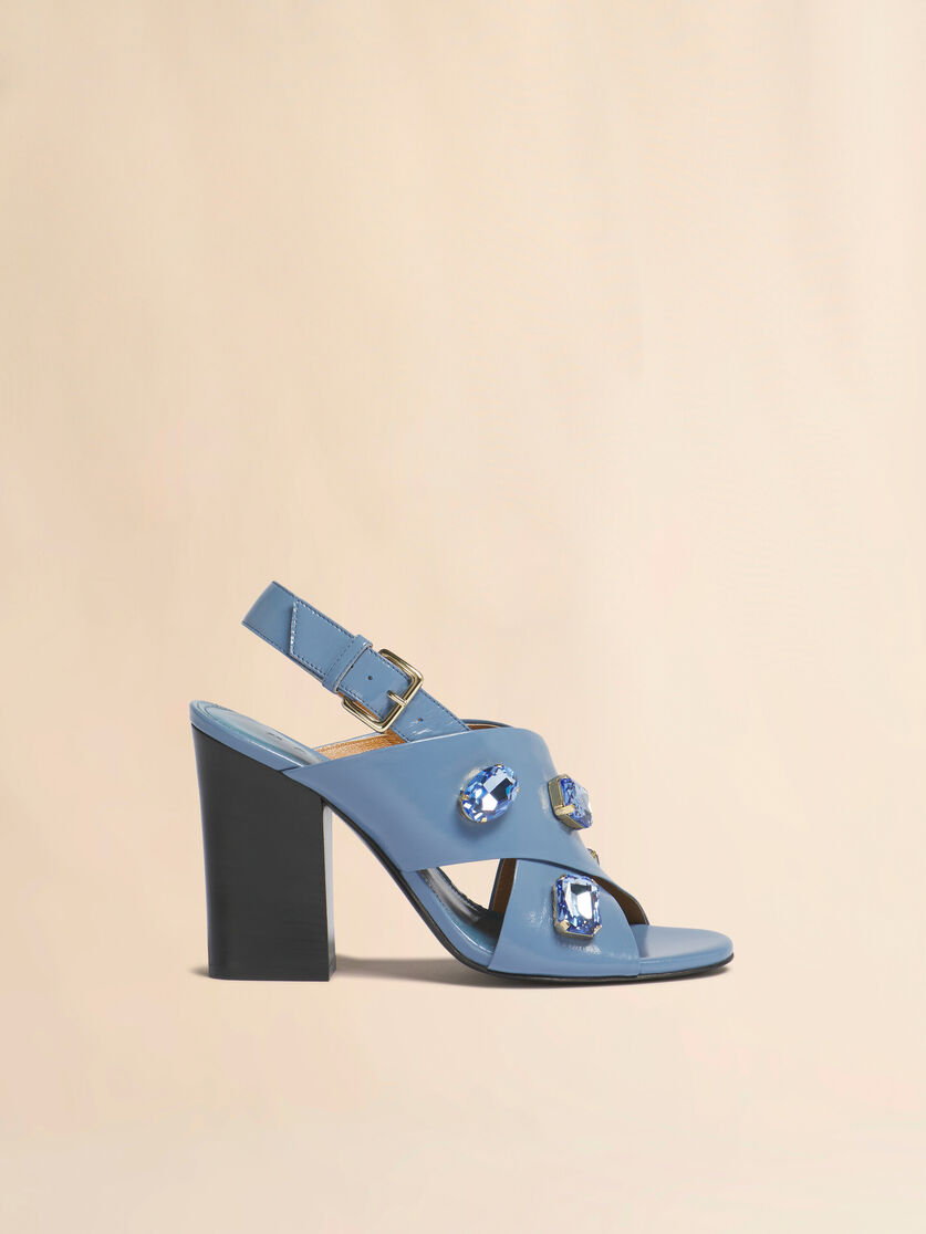 stutterheim x marni Light blue leather criss-cross sandal