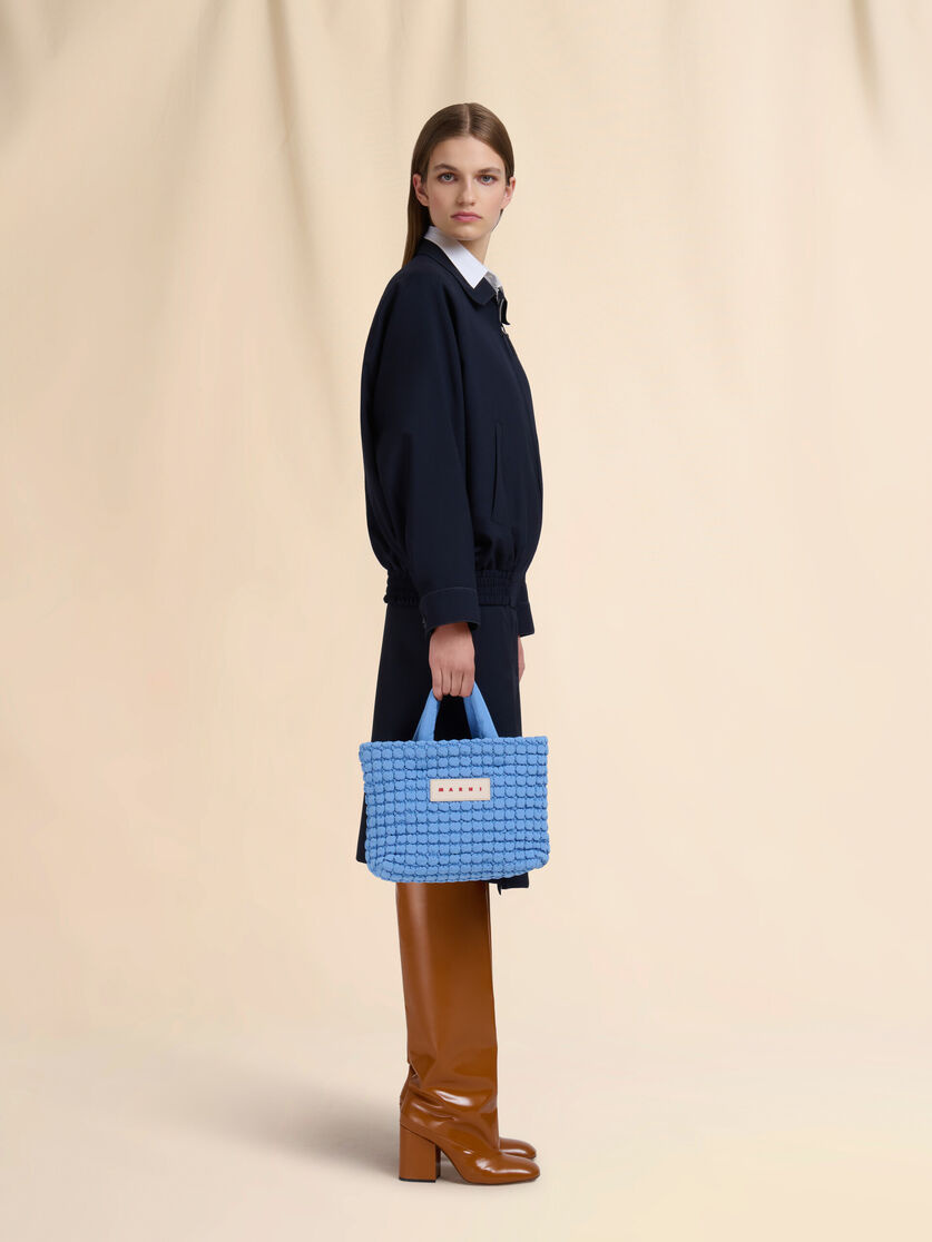 Stutterheim X Marni Light Blue Nylon Puff Small Tote Bag
