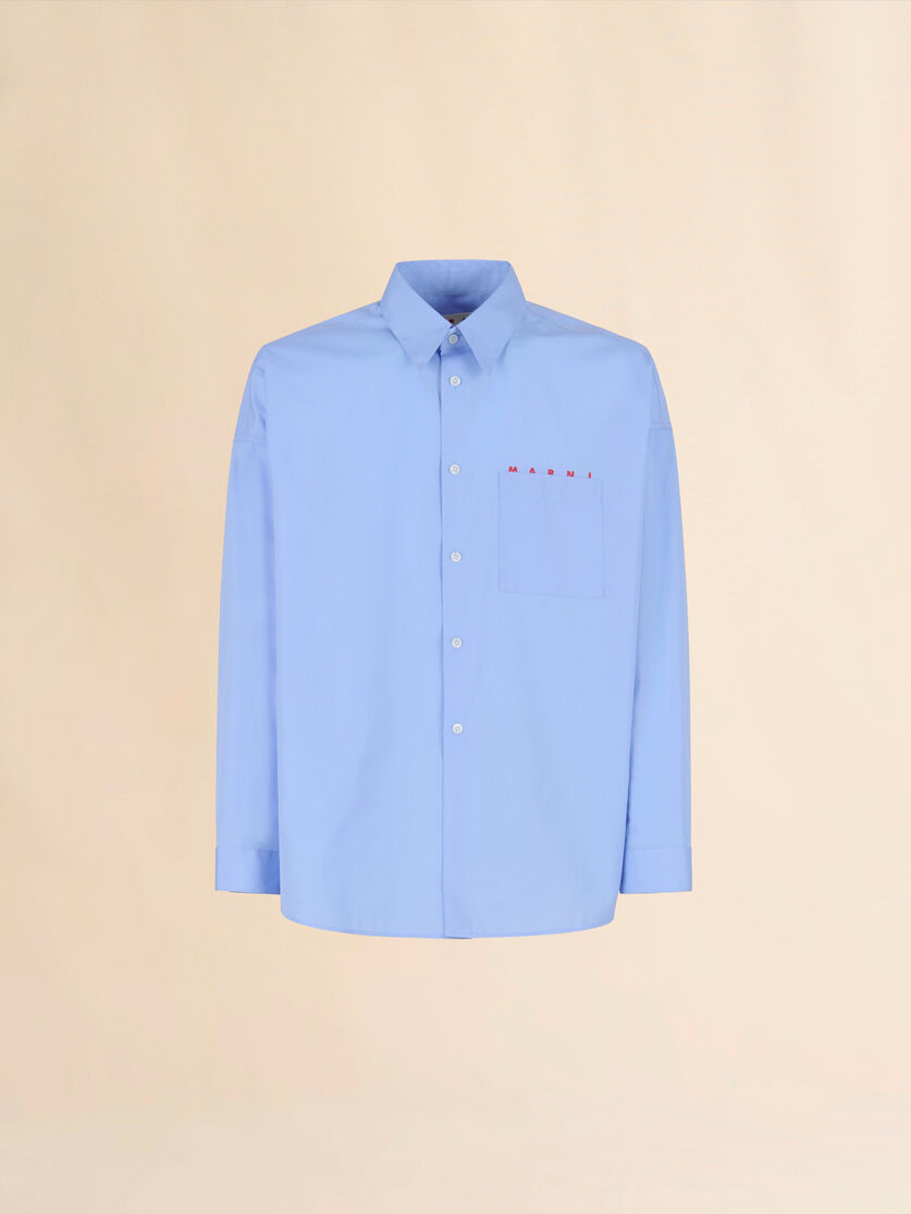 stutterheim x marni Light blue organic poplin shirt with peeping Marni logo