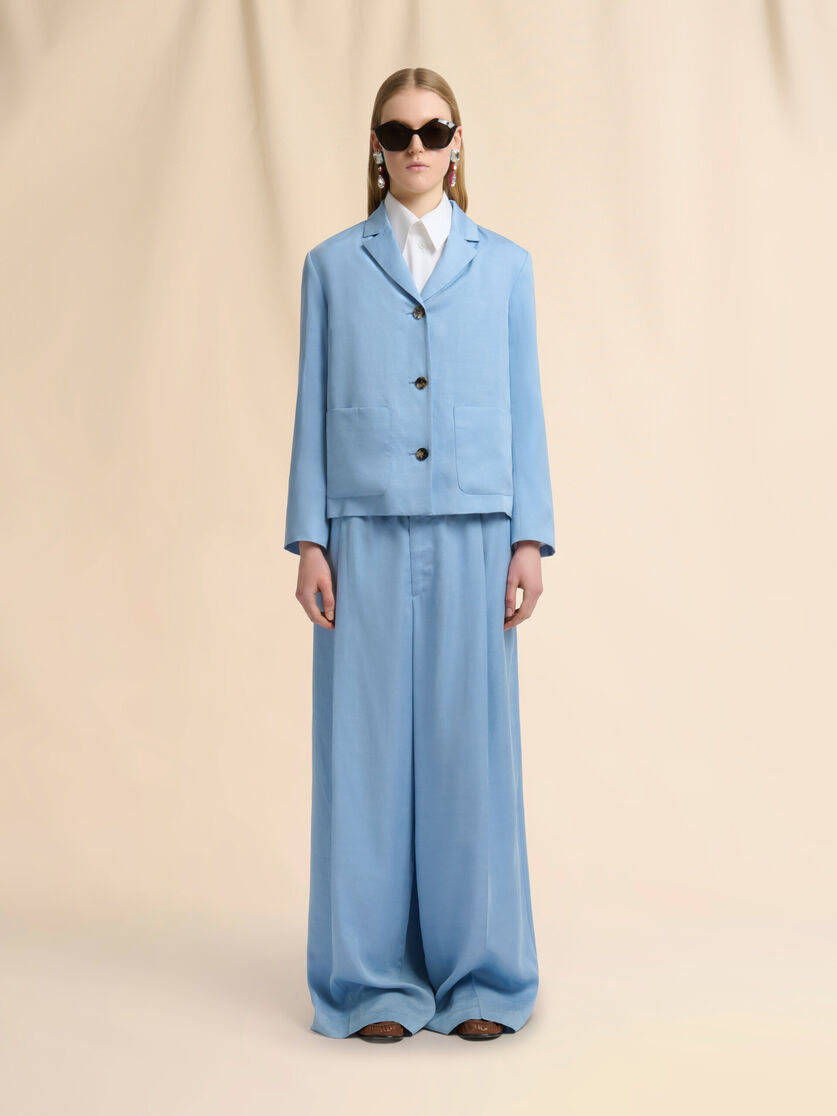 Stutterheim X Marni Light Blue Satin Single-breasted Jacket