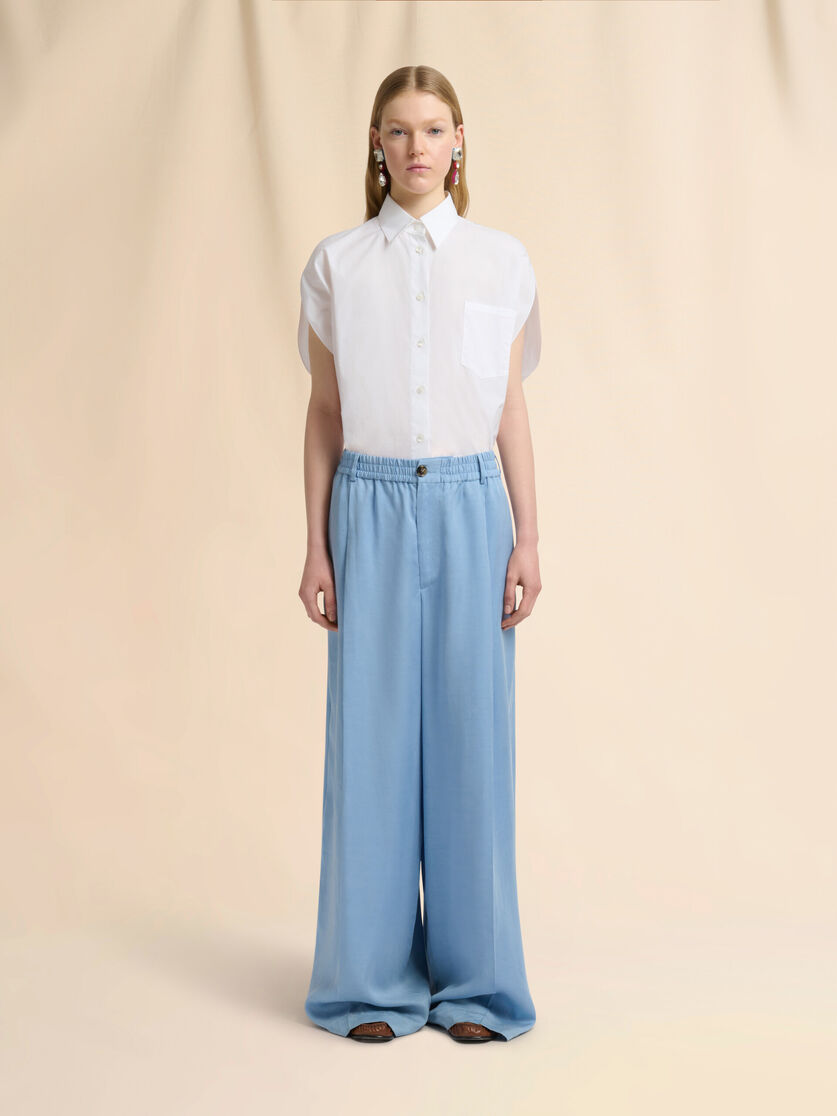 Stutterheim X Marni Light Blue Satin Wide-leg Trousers