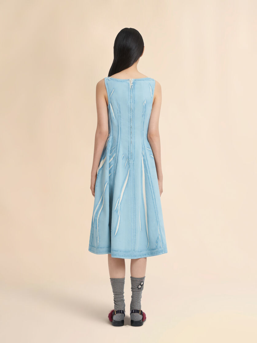 Stutterheim X Marni Light Blue Screen-printed Denim Midi Dress