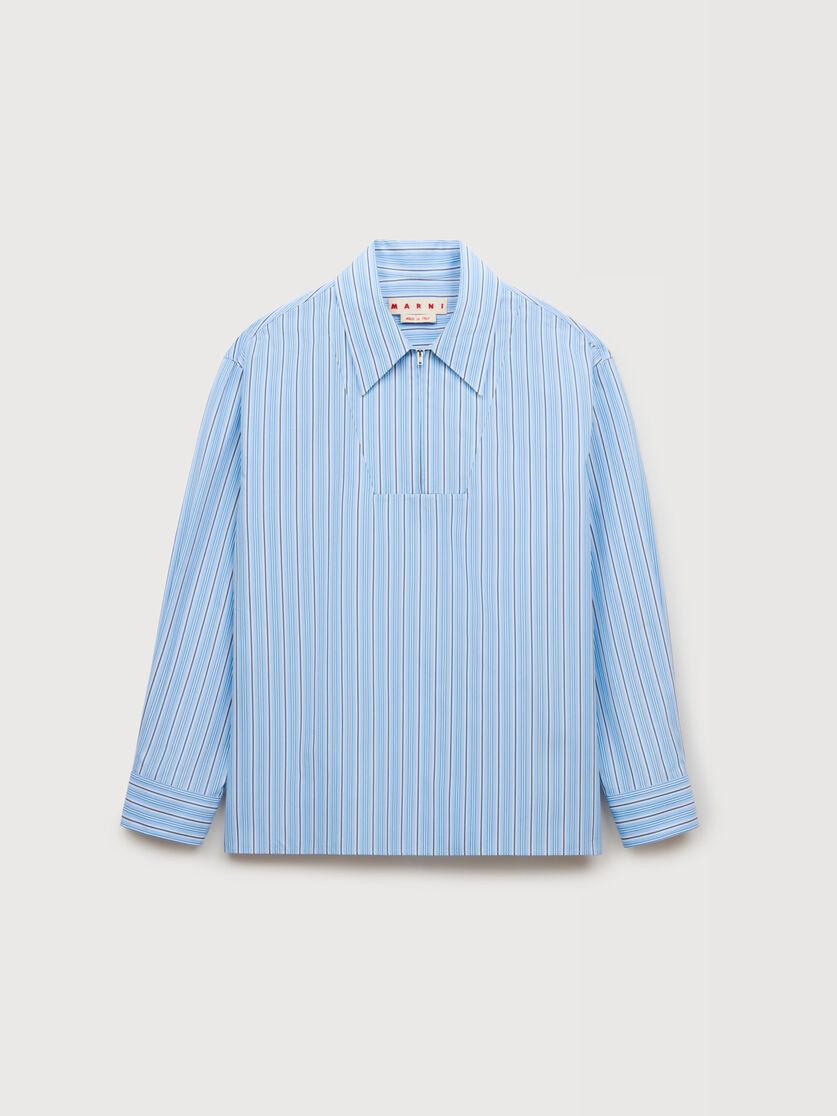 stutterheim x marni Light blue striped poplin shirt with zipper bib