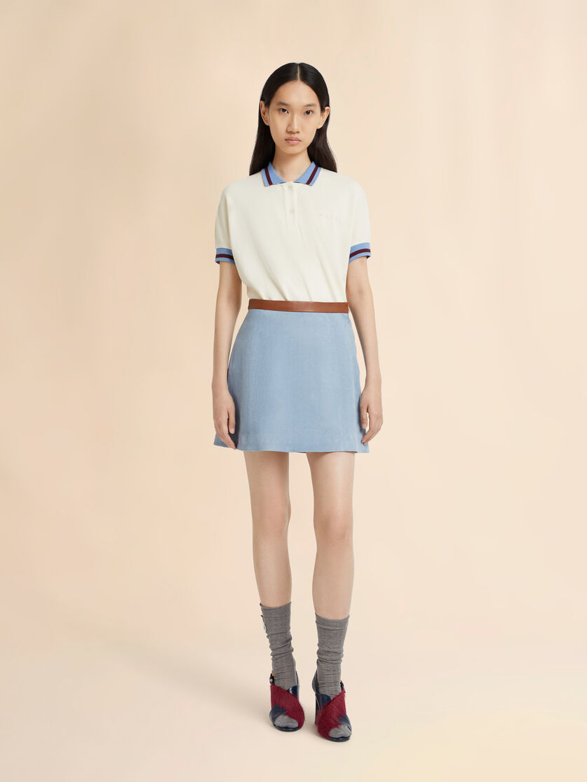 Stutterheim X Marni Light Blue Suede Flared Mini Skirt