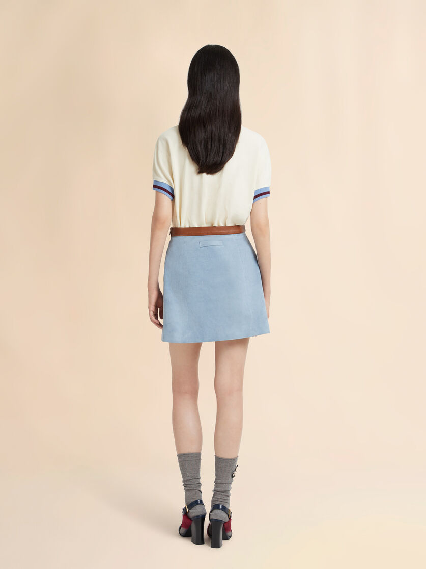 Stutterheim X Marni Light Blue Suede Flared Mini Skirt