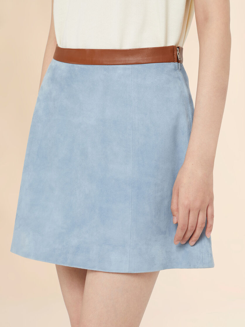 Stutterheim X Marni Light Blue Suede Flared Mini Skirt