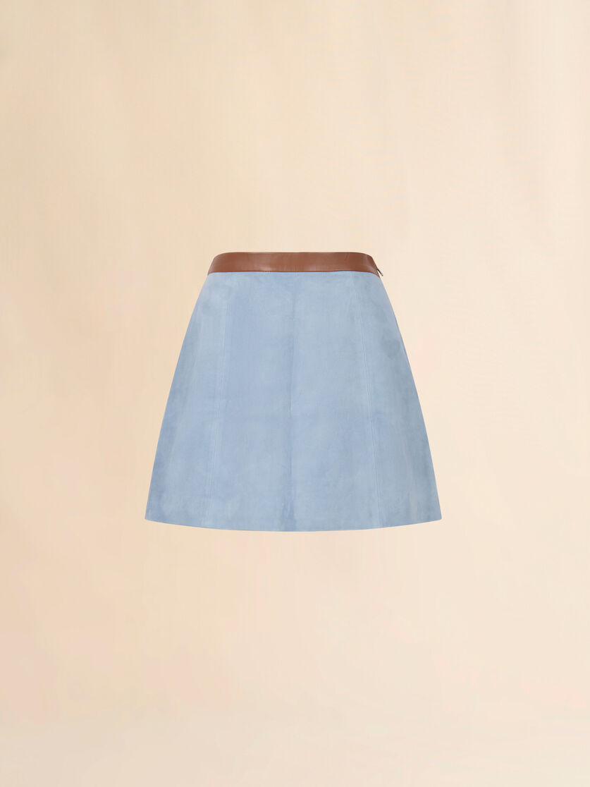 stutterheim x marni Light blue suede flared mini skirt
