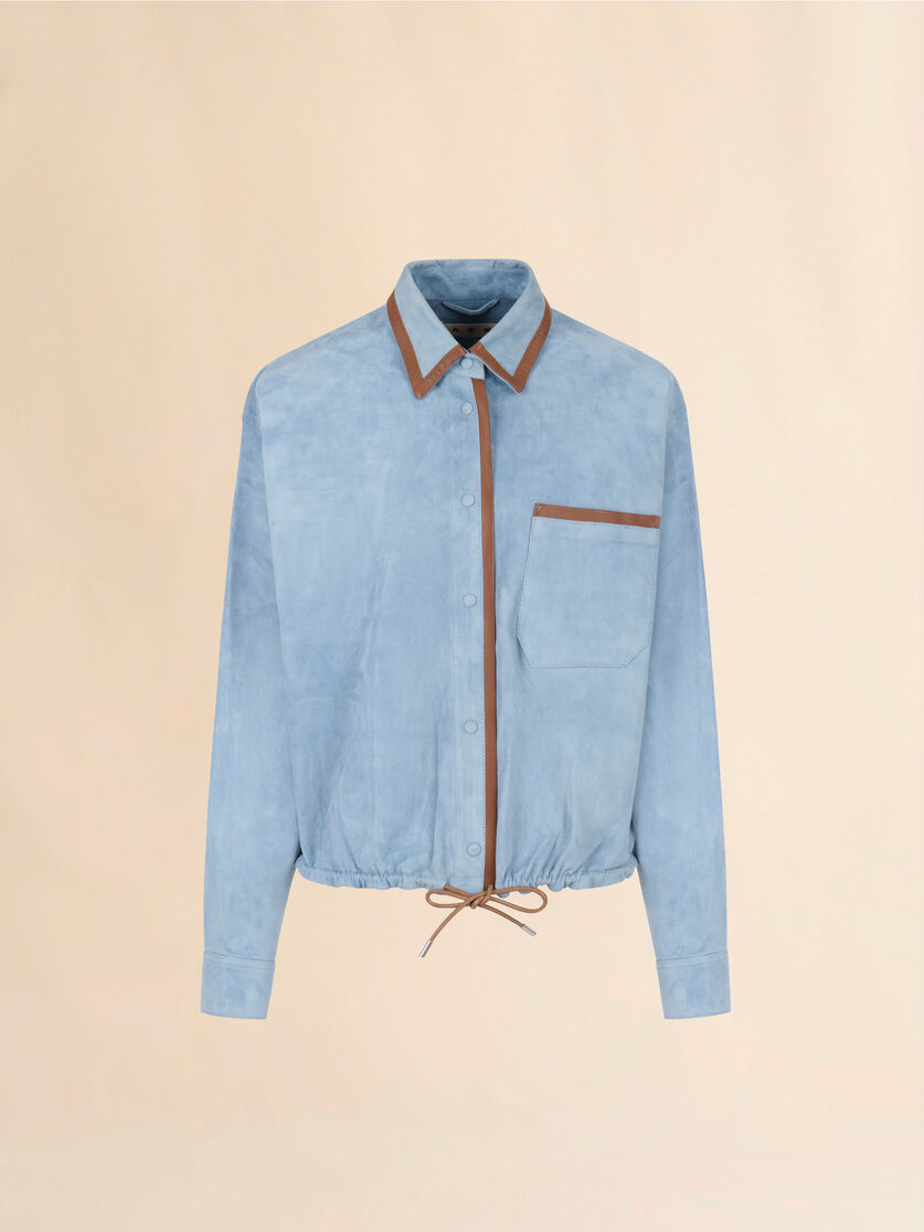 stutterheim x marni Light blue suede shirt with contrast trims