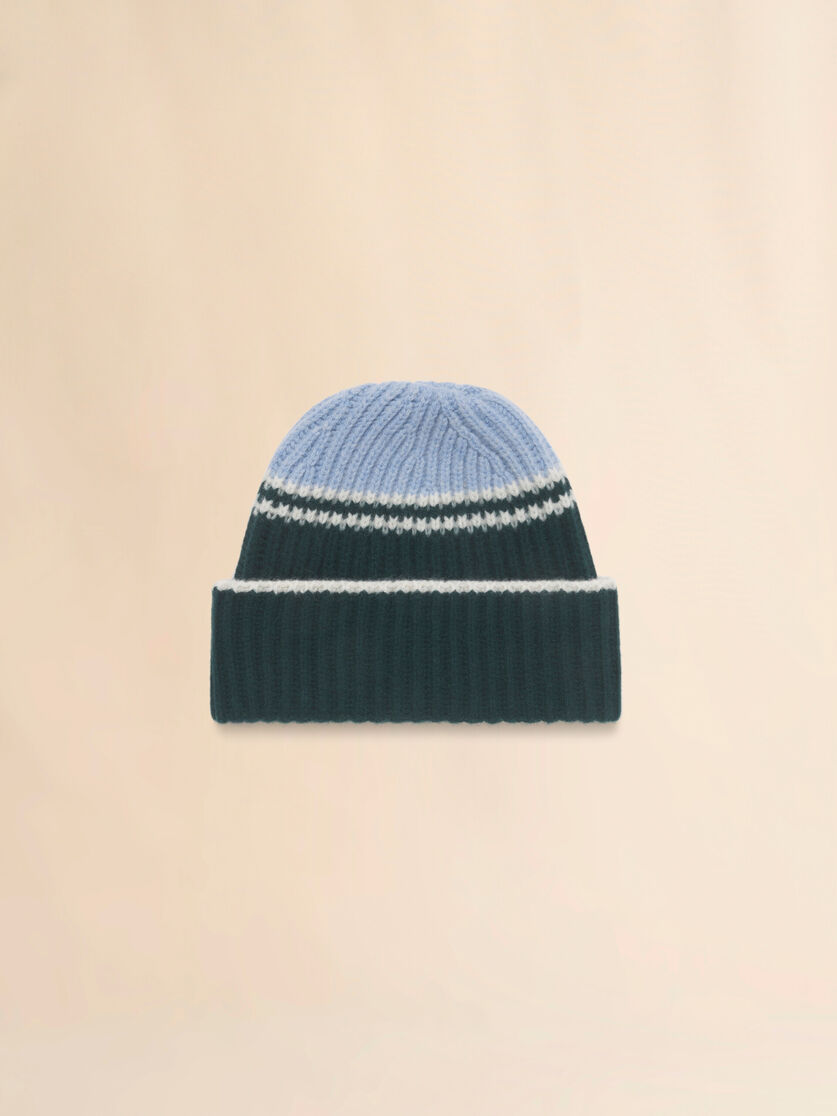 Stutterheim X Marni Light Blue Wool-cashmere Fisherman's Rib Beanie