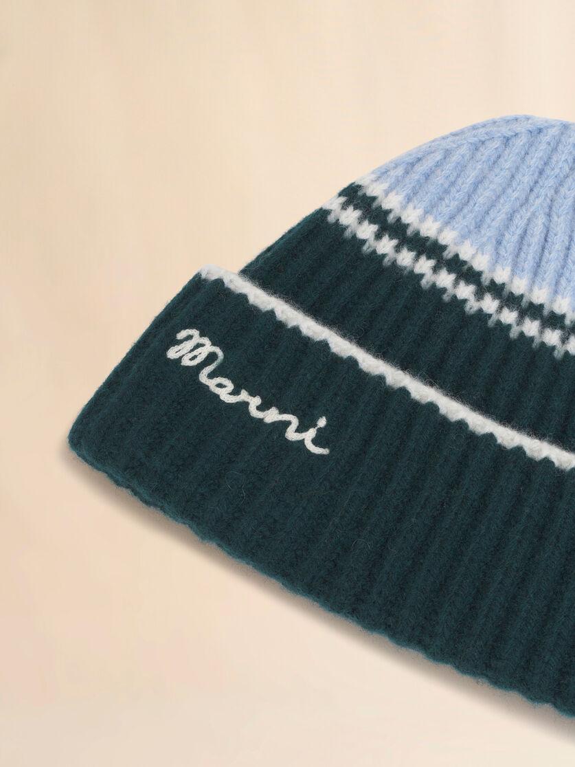 Stutterheim X Marni Light Blue Wool-cashmere Fisherman's Rib Beanie