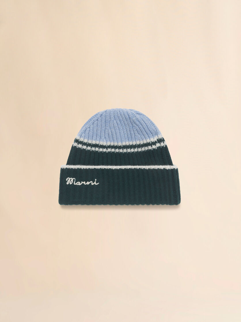 stutterheim x marni Light blue wool-cashmere fisherman's rib beanie