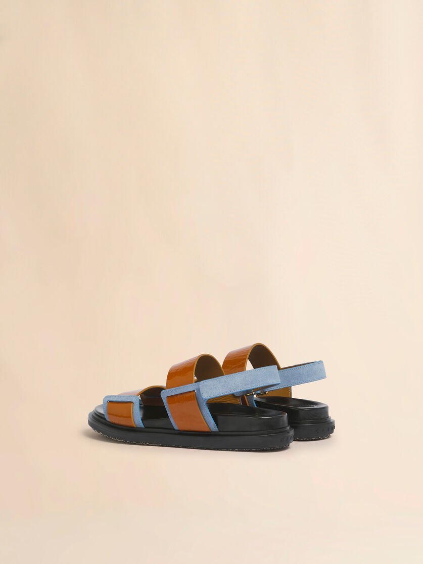 Stutterheim X Marni Light Brown And Blue Leather Fussbett Double-strap Sandal