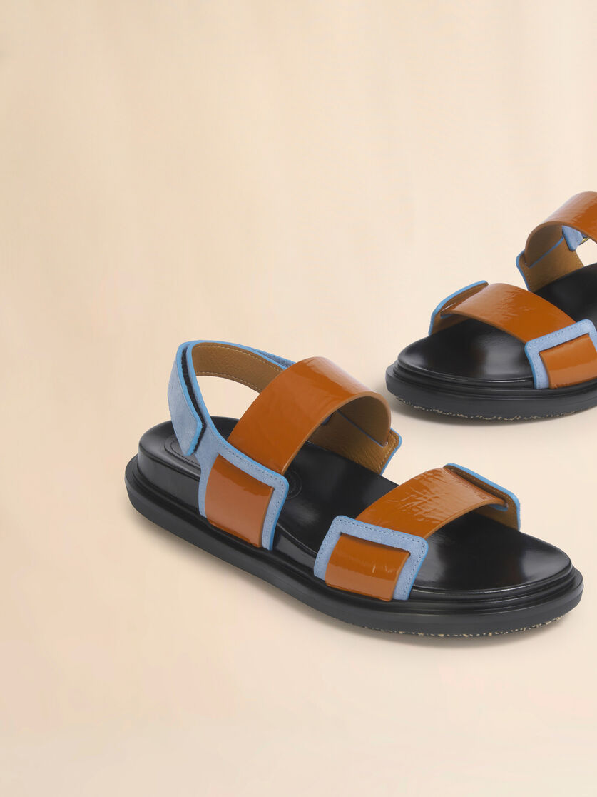 Stutterheim X Marni Light Brown And Blue Leather Fussbett Double-strap Sandal
