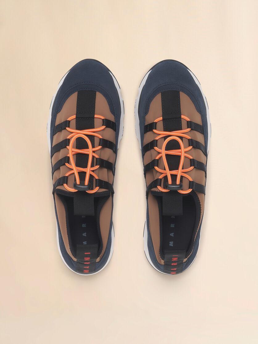 Stutterheim X Marni Light Brown And Blue Lycra Lace-up Running Sneaker