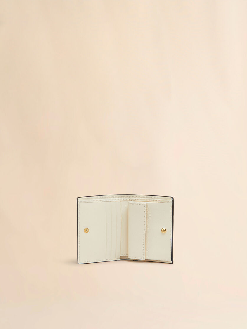 Stutterheim X Marni Light Green Cream And Yellow Saffiano Leather Bi-fold Wallet