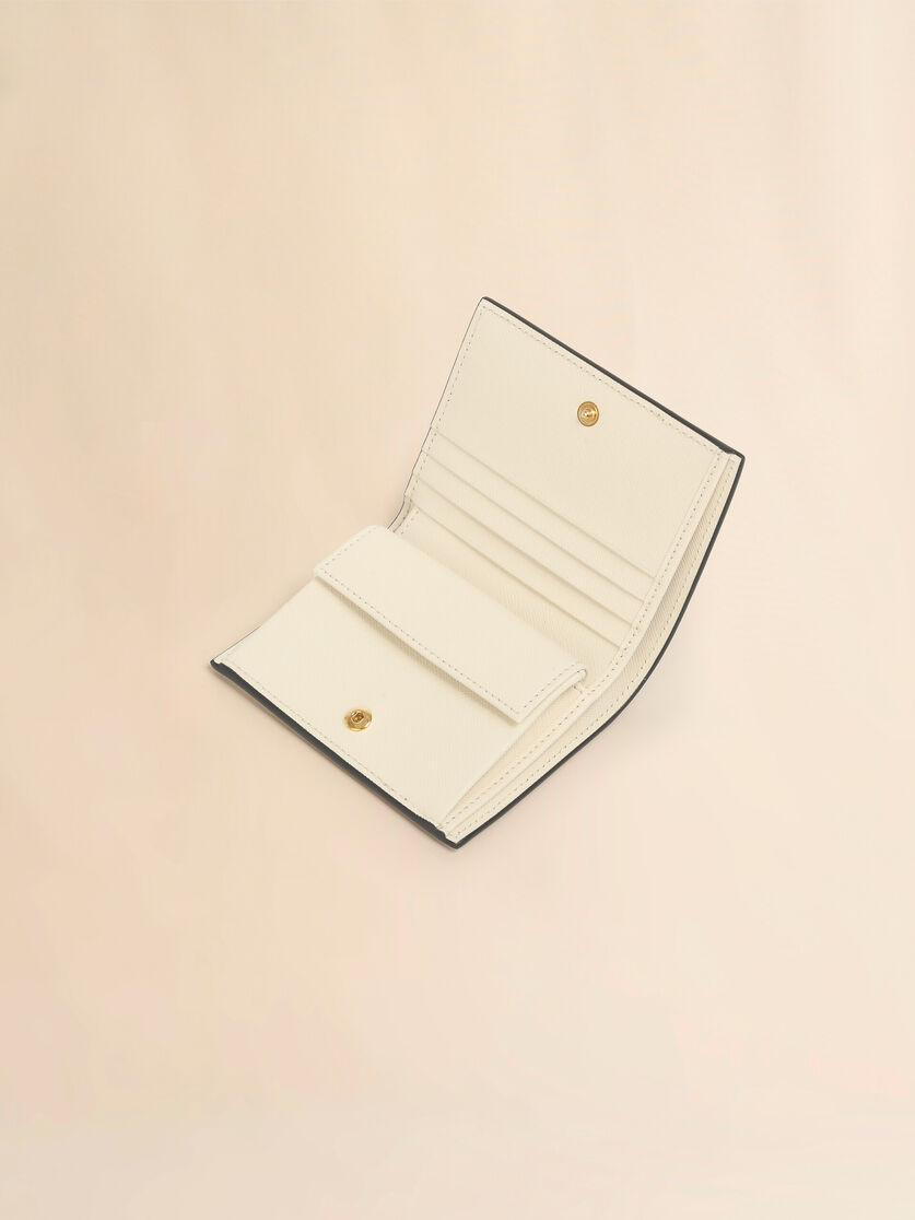 Stutterheim X Marni Light Green Cream And Yellow Saffiano Leather Bi-fold Wallet