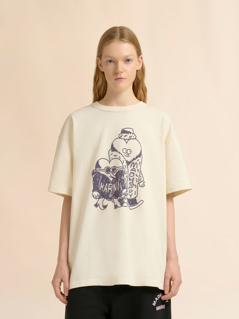 Stutterheim X Marni Marni + Madhappy Cream Cotton T-shirt With Heart Guys Print