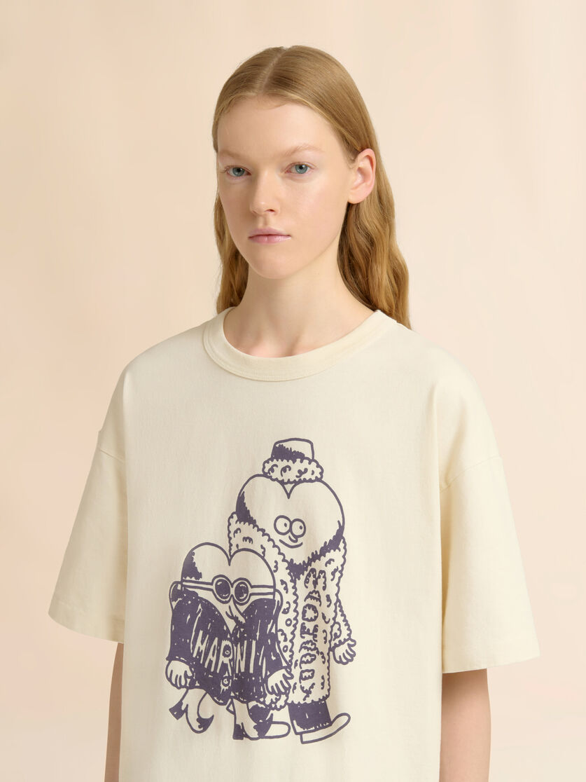 Stutterheim X Marni Marni + Madhappy Cream Cotton T-shirt With Heart Guys Print