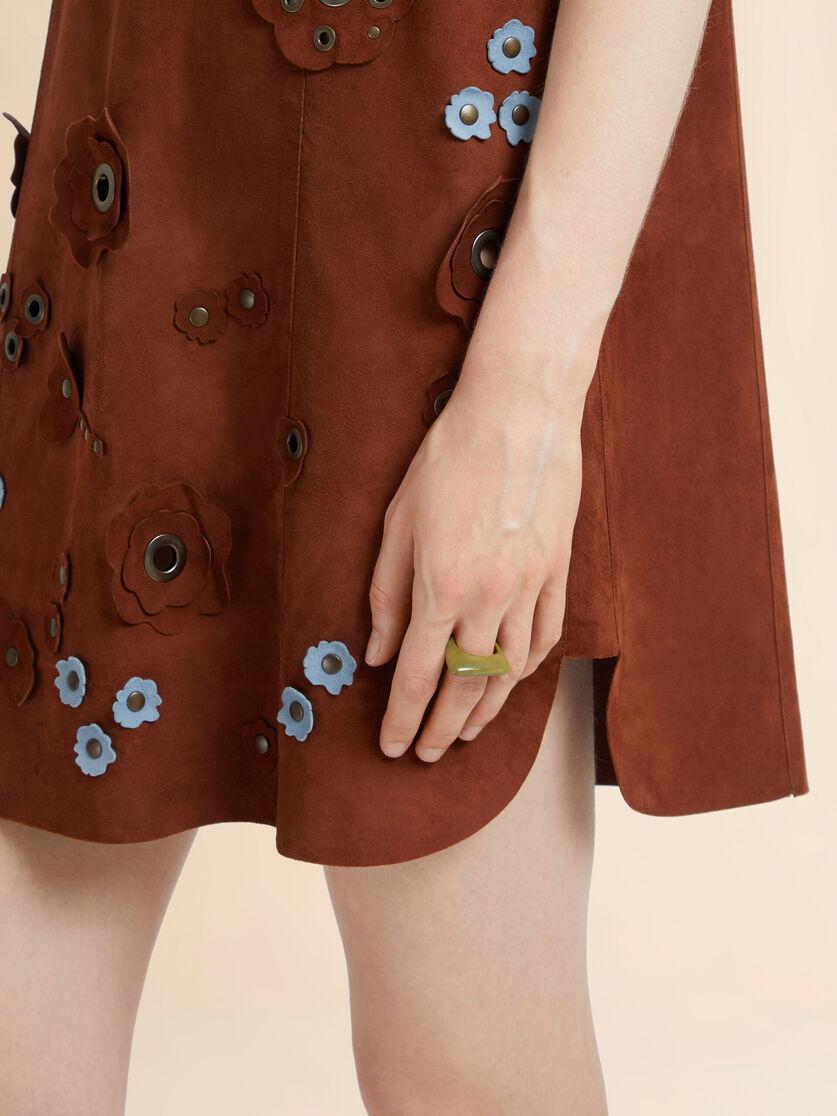 Stutterheim X Marni Metal Trapeze Ring Covered With Green Enamel