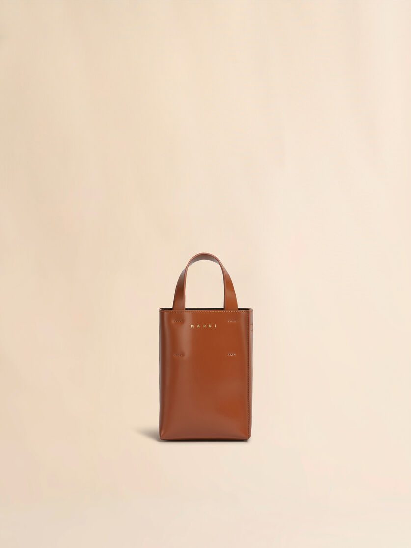 stutterheim x marni MUSEO nano bag in brown leather