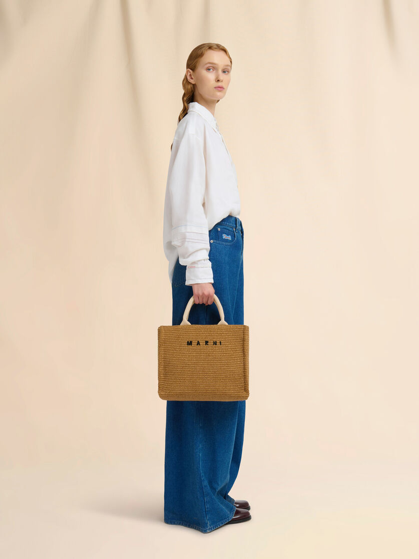 Stutterheim X Marni Natural-coloured Raffia-effect Small Tote Bag