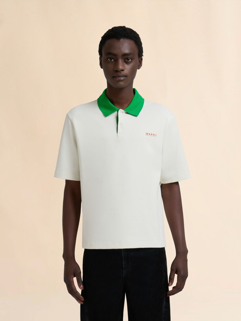 Stutterheim X Marni Off-white Piqué Polo Shirt With Contrast Collar
