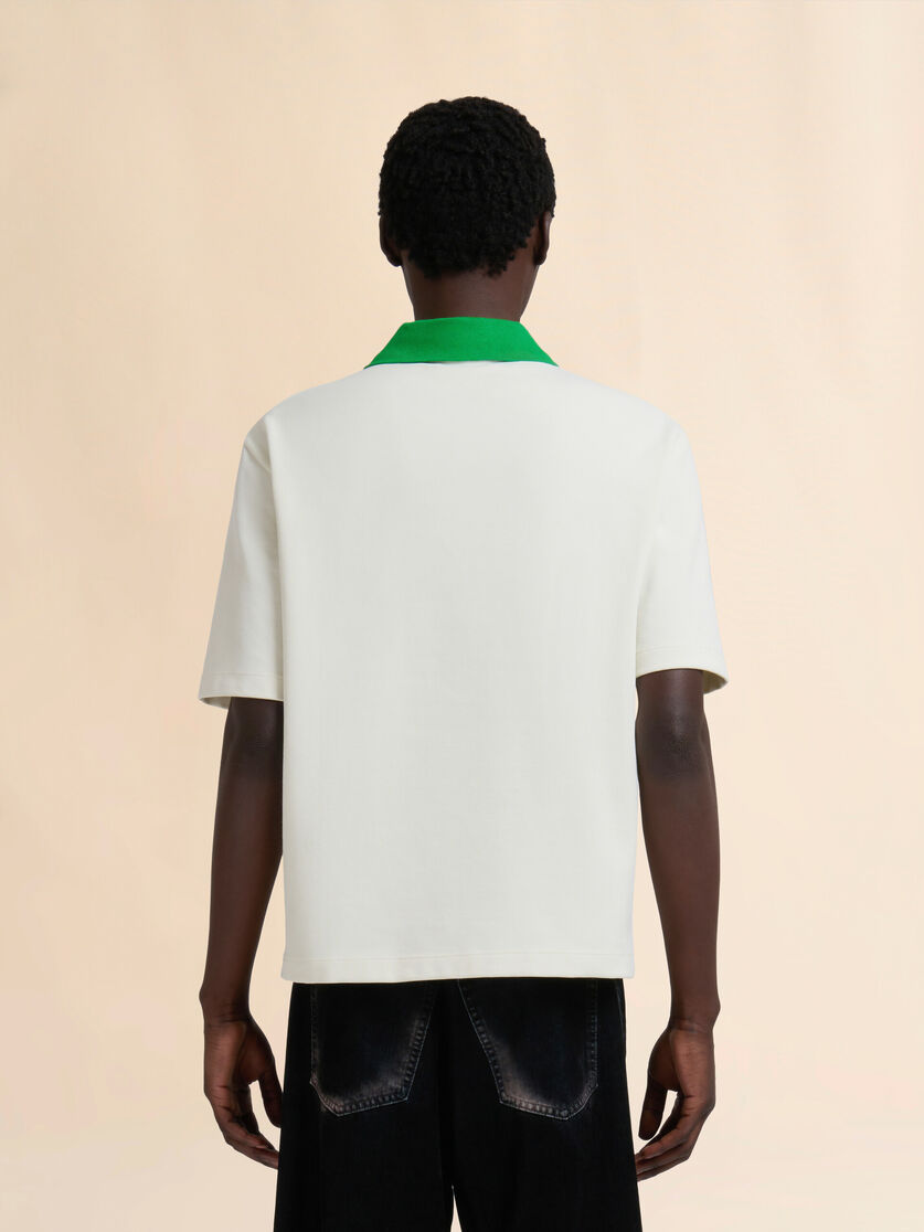 Stutterheim X Marni Off-white Piqué Polo Shirt With Contrast Collar