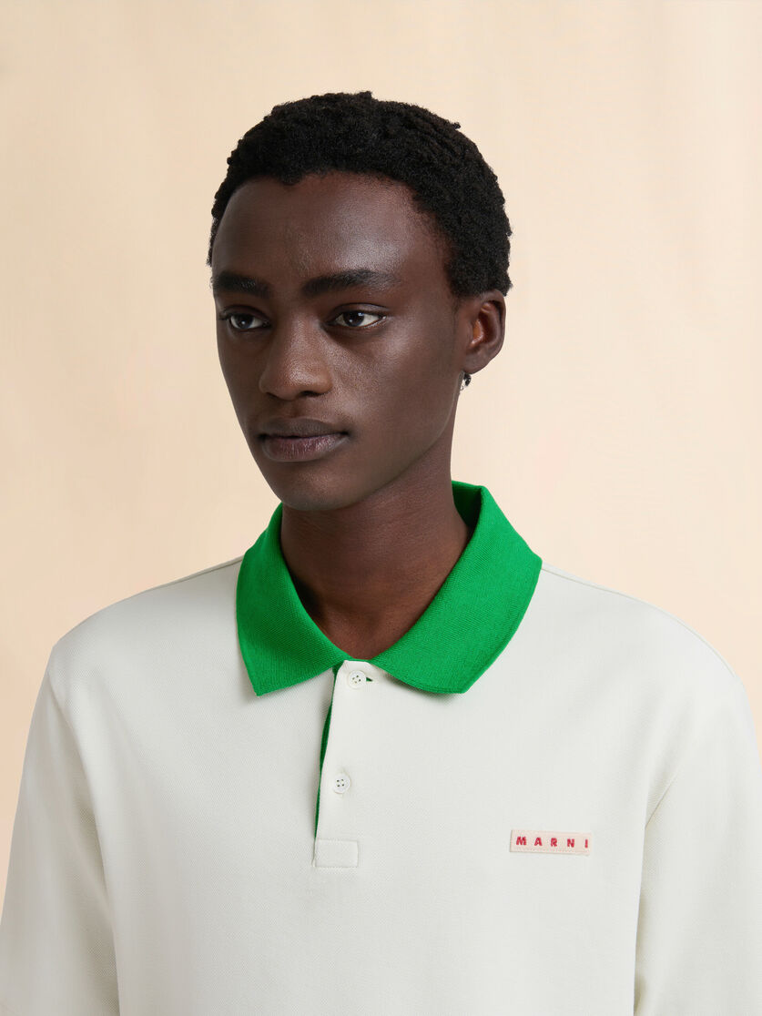 Stutterheim X Marni Off-white Piqué Polo Shirt With Contrast Collar