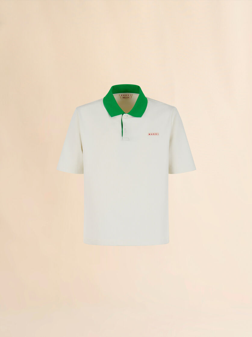 stutterheim x marni Off-white piqué polo shirt with contrast collar