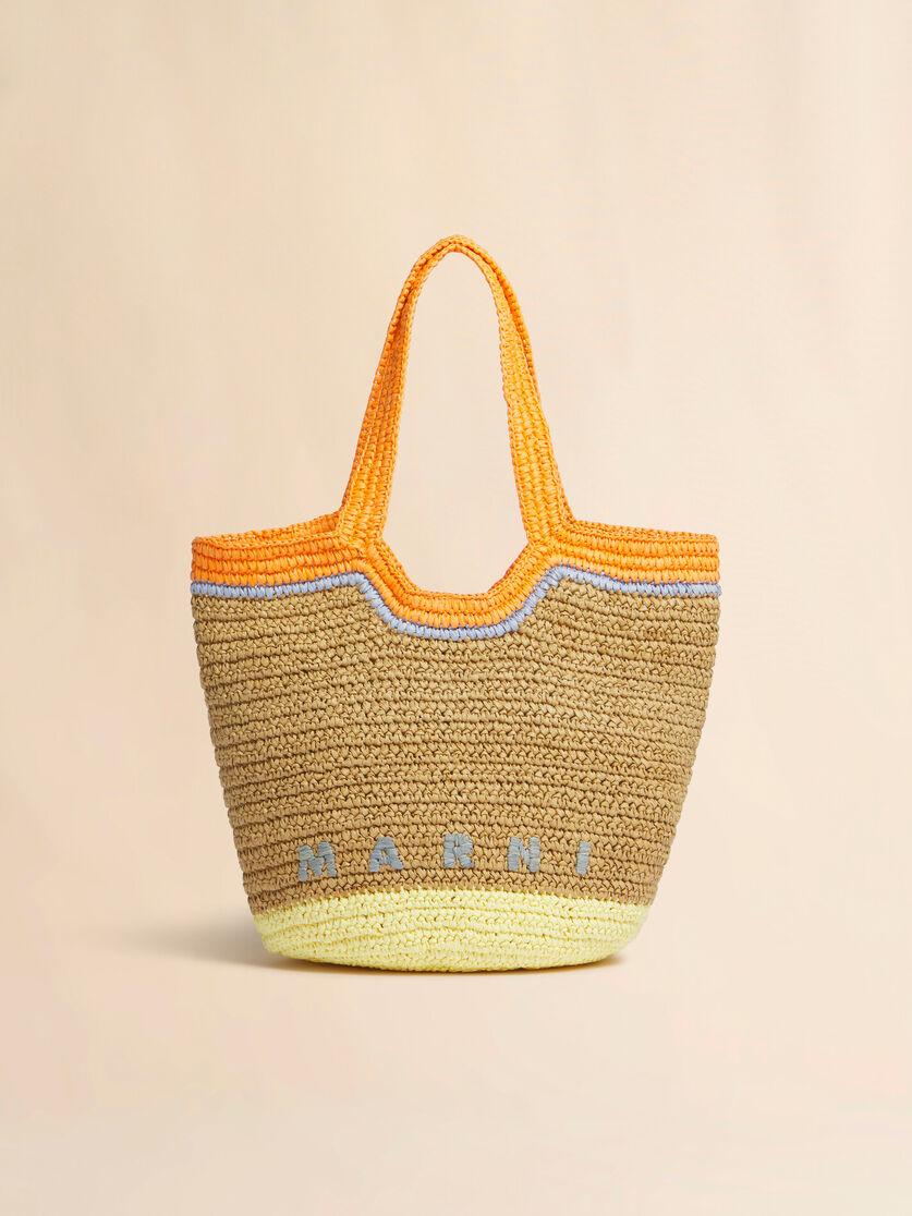 stutterheim x marni Orange and yellow paper raffia Seaside hobo bag