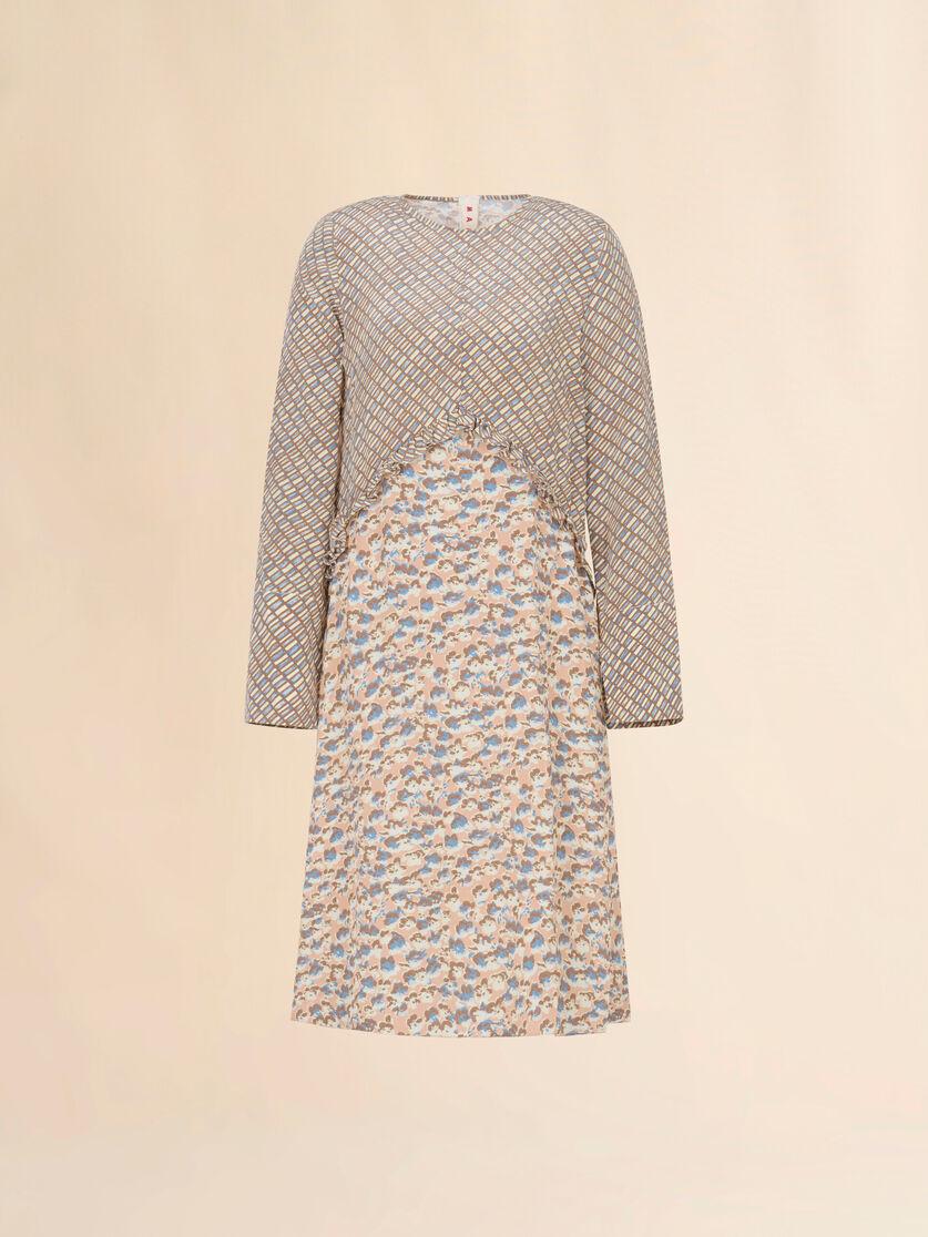 stutterheim x marni Pink and beige crêpe de chine dress with Criss Cross and Anemones print