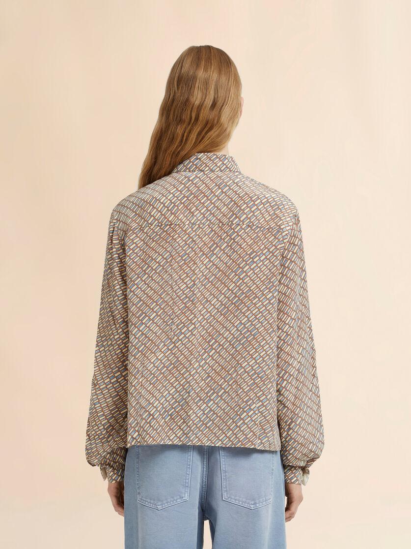 Stutterheim X Marni Pink And Beige Crêpe De Chine Shirt With Criss Cross Print