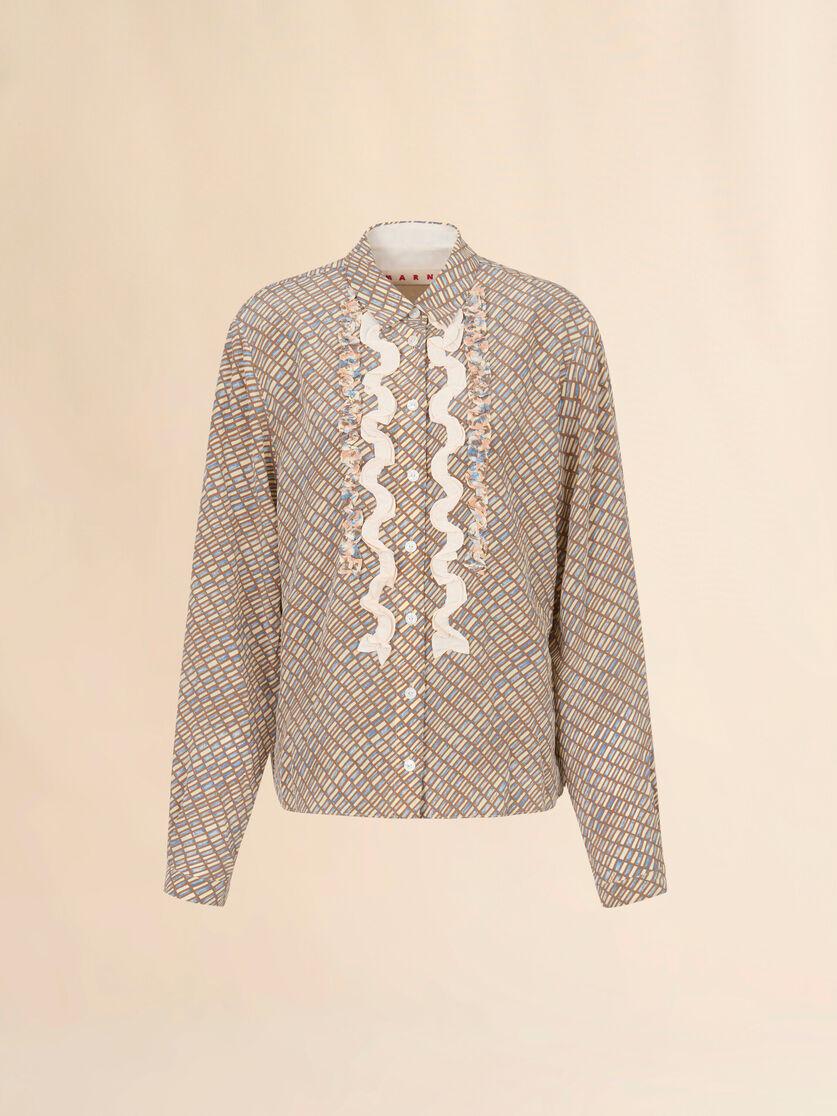 stutterheim x marni Pink and beige crêpe de chine shirt with Criss Cross print