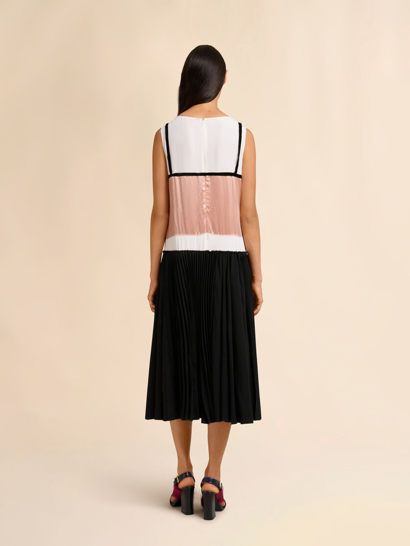 Stutterheim X Marni Pink And Black Satin Dress With Bow